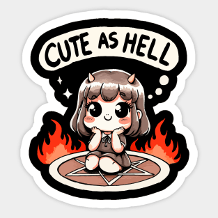 Cute as Hell Cute Girl (Back Print) Sticker